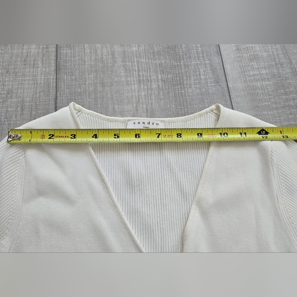 Sandro | Serena Ribbed Knit Top in White, size 2 - Picture 3 of 8